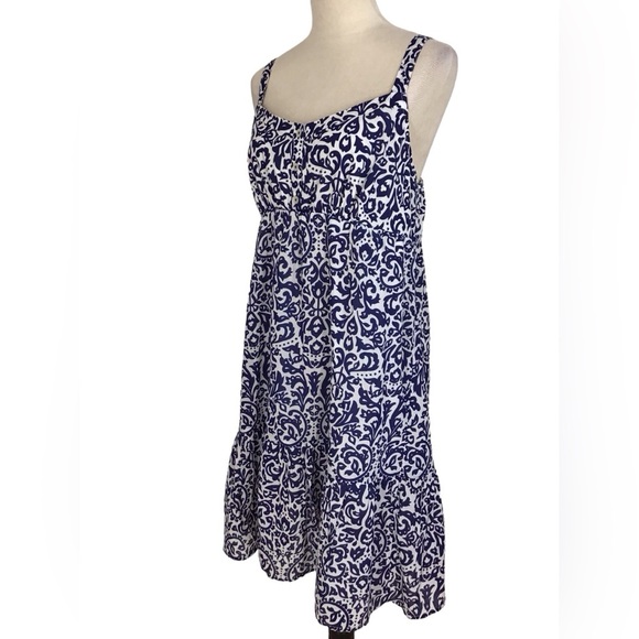 Old Navy Blue White Paisley Ruffle Hem Cotton Sundress Size Large - Picture 3 of 7